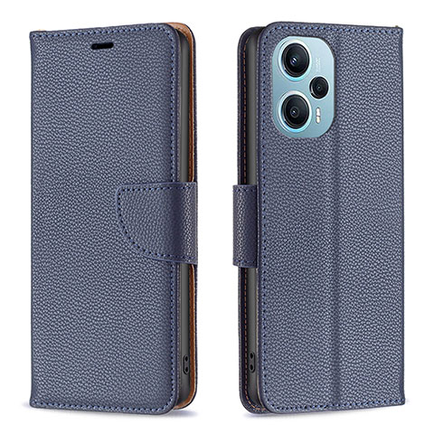 Coque Portefeuille Livre Cuir Etui Clapet B06F pour Xiaomi Poco F5 5G Bleu