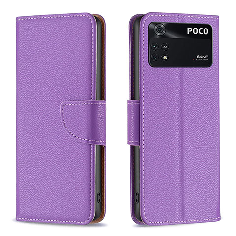 Coque Portefeuille Livre Cuir Etui Clapet B06F pour Xiaomi Poco M4 Pro 4G Violet