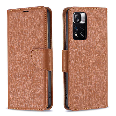 Coque Portefeuille Livre Cuir Etui Clapet B06F pour Xiaomi Poco X4 NFC Marron