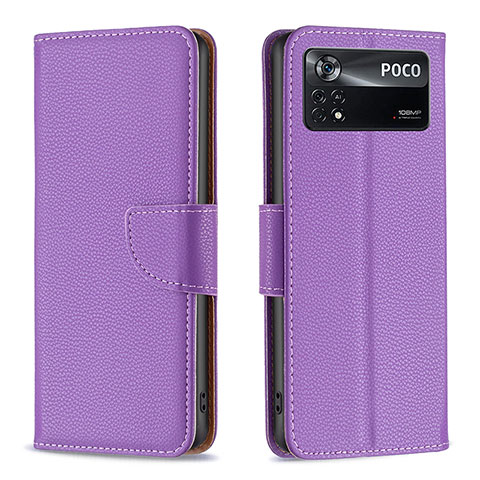 Coque Portefeuille Livre Cuir Etui Clapet B06F pour Xiaomi Poco X4 Pro 5G Violet