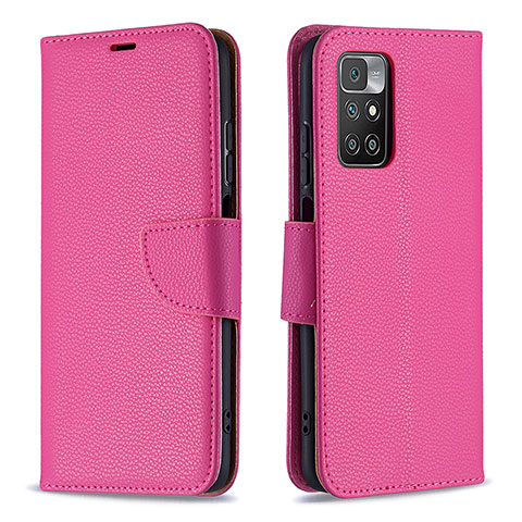 Coque Portefeuille Livre Cuir Etui Clapet B06F pour Xiaomi Redmi 10 (2022) Rose Rouge