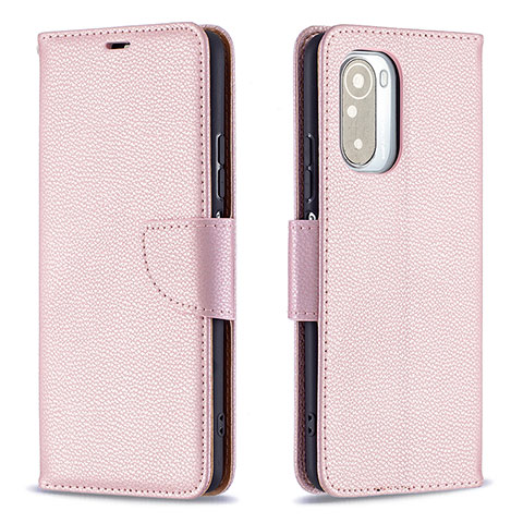 Coque Portefeuille Livre Cuir Etui Clapet B06F pour Xiaomi Redmi K40 5G Or Rose