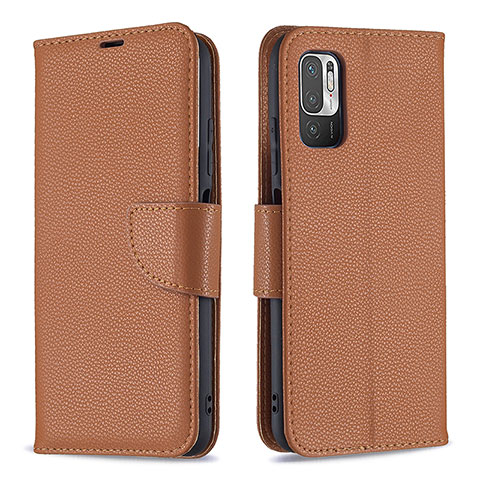 Coque Portefeuille Livre Cuir Etui Clapet B06F pour Xiaomi Redmi Note 10 5G Marron