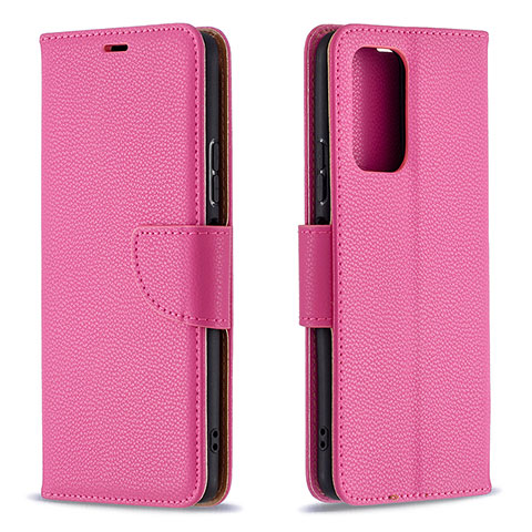 Coque Portefeuille Livre Cuir Etui Clapet B06F pour Xiaomi Redmi Note 10 Pro 4G Rose Rouge