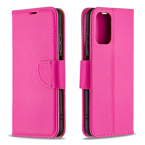 Coque Portefeuille Livre Cuir Etui Clapet B06F pour Xiaomi Redmi Note 10S 4G Rose Rouge