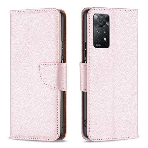 Coque Portefeuille Livre Cuir Etui Clapet B06F pour Xiaomi Redmi Note 11 Pro 4G Or Rose