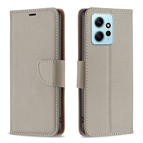 Coque Portefeuille Livre Cuir Etui Clapet B06F pour Xiaomi Redmi Note 12 4G Gris