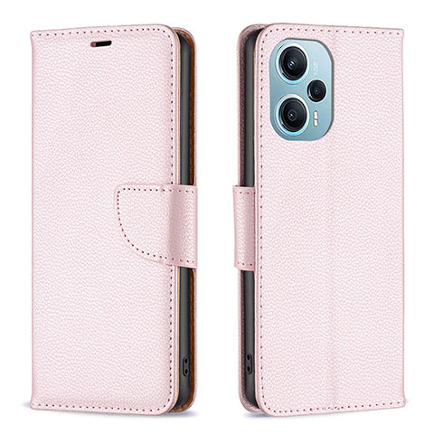 Coque Portefeuille Livre Cuir Etui Clapet B06F pour Xiaomi Redmi Note 12 Turbo 5G Or Rose