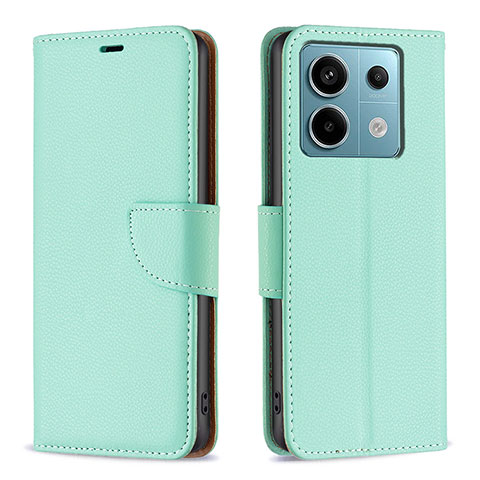 Coque Portefeuille Livre Cuir Etui Clapet B06F pour Xiaomi Redmi Note 13 Pro 5G Vert