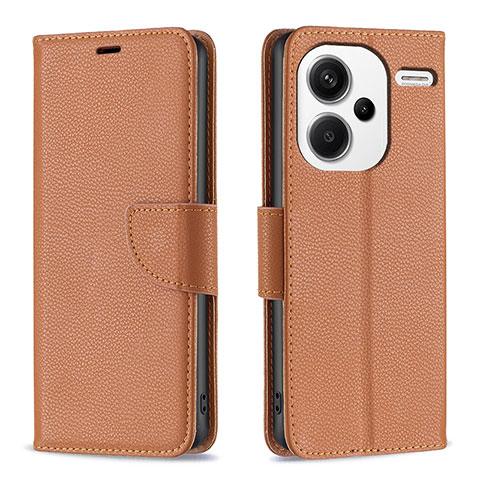 Coque Portefeuille Livre Cuir Etui Clapet B06F pour Xiaomi Redmi Note 13 Pro+ Plus 5G Marron