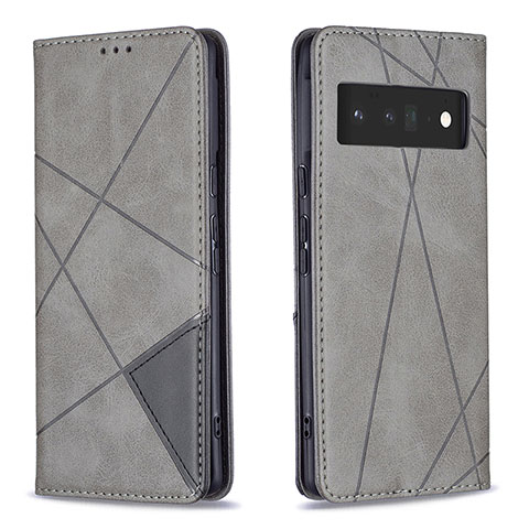 Coque Portefeuille Livre Cuir Etui Clapet B07F pour Google Pixel 6 Pro 5G Gris