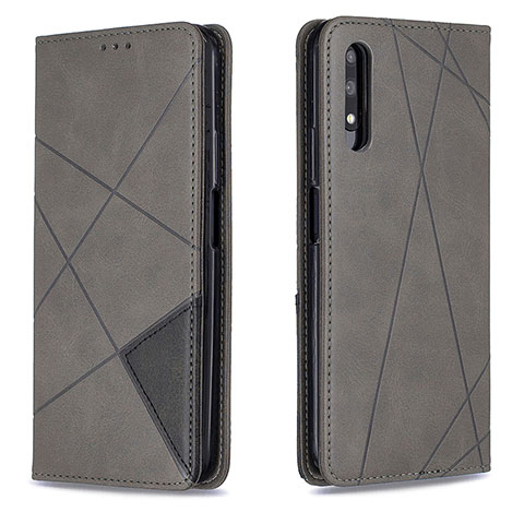 Coque Portefeuille Livre Cuir Etui Clapet B07F pour Huawei Y9 Prime (2019) Gris