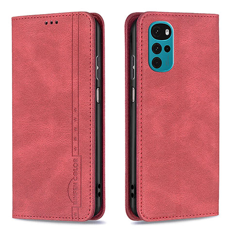 Coque Portefeuille Livre Cuir Etui Clapet B07F pour Motorola Moto G22 Rouge