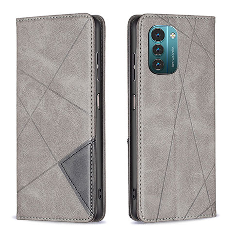 Coque Portefeuille Livre Cuir Etui Clapet B07F pour Nokia G21 Gris