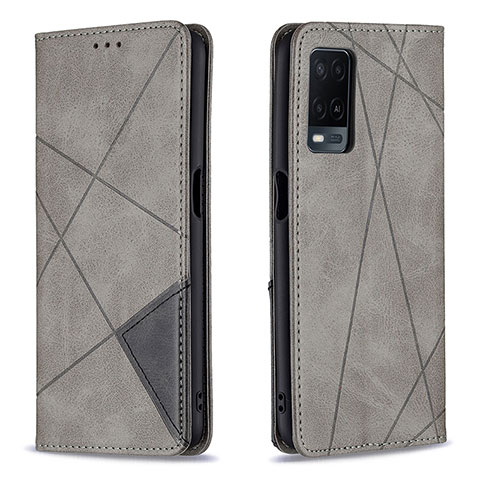 Coque Portefeuille Livre Cuir Etui Clapet B07F pour Oppo A54 4G Gris