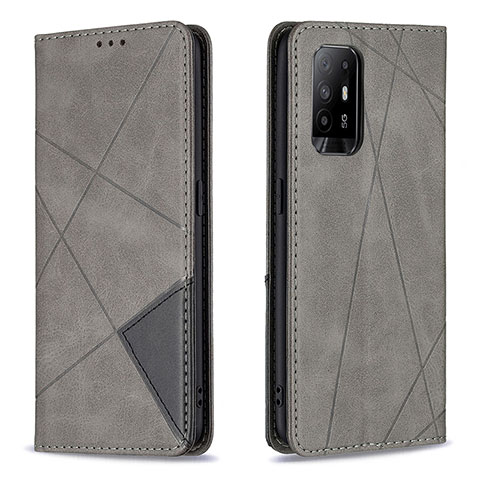 Coque Portefeuille Livre Cuir Etui Clapet B07F pour Oppo F19 Pro+ Plus 5G Gris