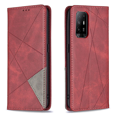 Coque Portefeuille Livre Cuir Etui Clapet B07F pour Oppo F19 Pro+ Plus 5G Rouge