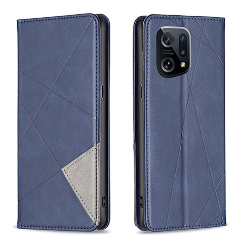 Coque Portefeuille Livre Cuir Etui Clapet B07F pour Oppo Find X5 5G Bleu