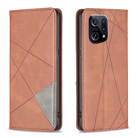 Coque Portefeuille Livre Cuir Etui Clapet B07F pour Oppo Find X5 5G Marron