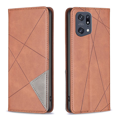 Coque Portefeuille Livre Cuir Etui Clapet B07F pour Oppo Find X5 Pro 5G Marron