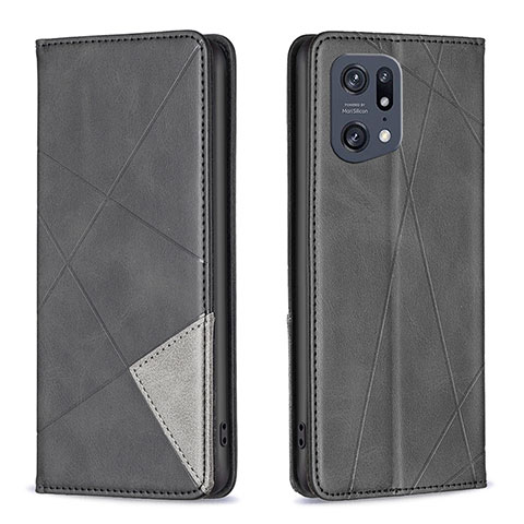 Coque Portefeuille Livre Cuir Etui Clapet B07F pour Oppo Find X5 Pro 5G Noir