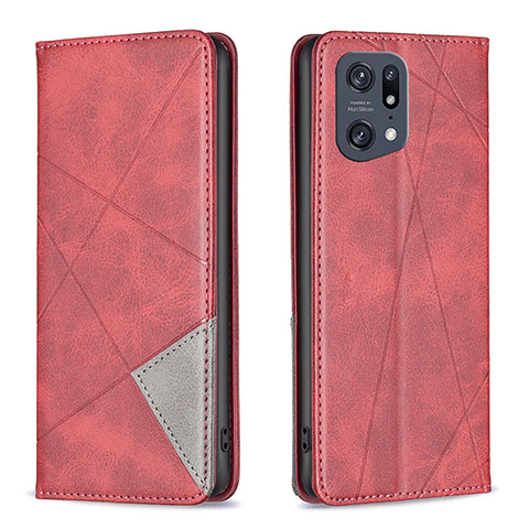 Coque Portefeuille Livre Cuir Etui Clapet B07F pour Oppo Find X5 Pro 5G Rouge