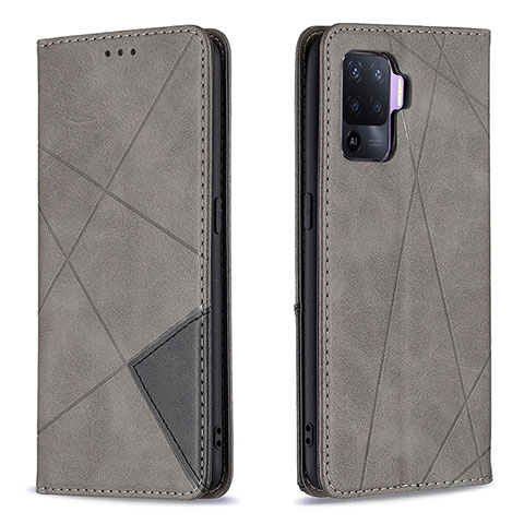 Coque Portefeuille Livre Cuir Etui Clapet B07F pour Oppo Reno5 F Gris