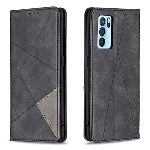 Coque Portefeuille Livre Cuir Etui Clapet B07F pour Oppo Reno6 Pro 5G India Noir