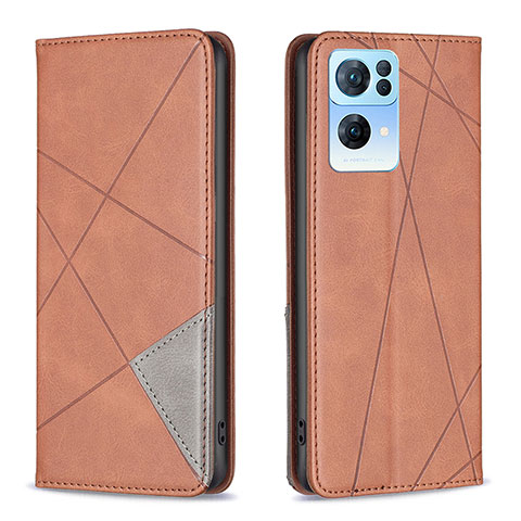 Coque Portefeuille Livre Cuir Etui Clapet B07F pour Oppo Reno7 Pro 5G Marron