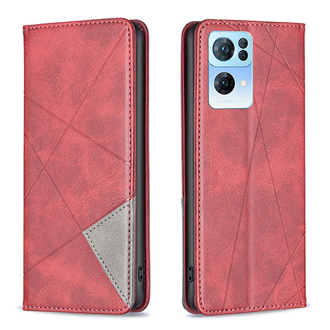 Coque Portefeuille Livre Cuir Etui Clapet B07F pour Oppo Reno7 Pro 5G Rouge