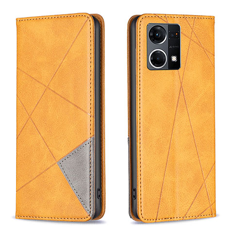 Coque Portefeuille Livre Cuir Etui Clapet B07F pour Oppo Reno8 4G Brun Clair