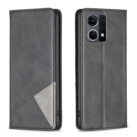 Coque Portefeuille Livre Cuir Etui Clapet B07F pour Oppo Reno8 4G Noir