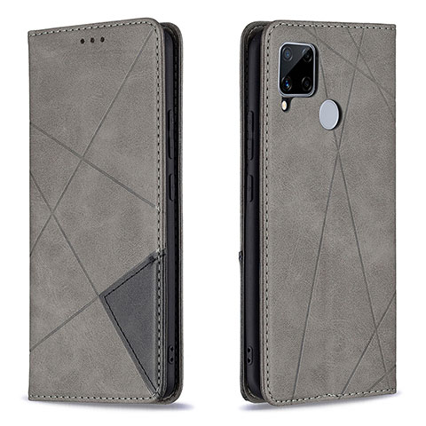 Coque Portefeuille Livre Cuir Etui Clapet B07F pour Realme C25 Gris