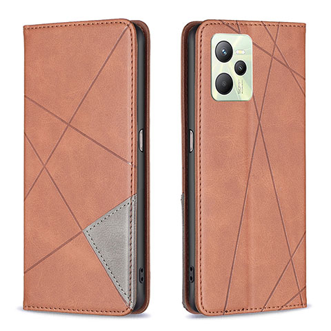 Coque Portefeuille Livre Cuir Etui Clapet B07F pour Realme C35 Marron