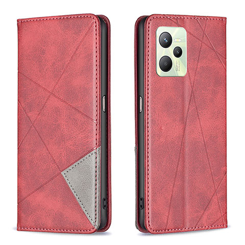 Coque Portefeuille Livre Cuir Etui Clapet B07F pour Realme C35 Rouge