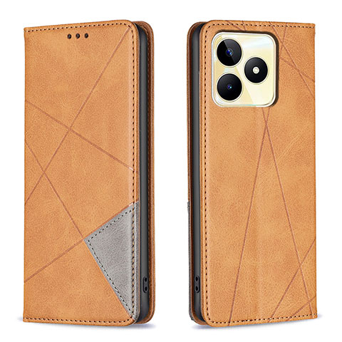 Coque Portefeuille Livre Cuir Etui Clapet B07F pour Realme C53 India Brun Clair