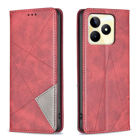 Coque Portefeuille Livre Cuir Etui Clapet B07F pour Realme C53 India Rouge