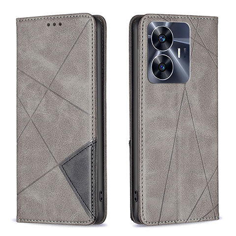 Coque Portefeuille Livre Cuir Etui Clapet B07F pour Realme C55 Gris