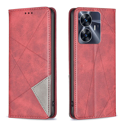 Coque Portefeuille Livre Cuir Etui Clapet B07F pour Realme C55 Rouge