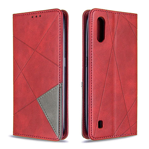 Coque Portefeuille Livre Cuir Etui Clapet B07F pour Samsung Galaxy A01 SM-A015 Rouge