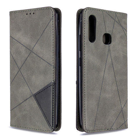 Coque Portefeuille Livre Cuir Etui Clapet B07F pour Samsung Galaxy A70E Gris