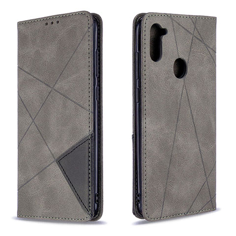 Coque Portefeuille Livre Cuir Etui Clapet B07F pour Samsung Galaxy M11 Gris