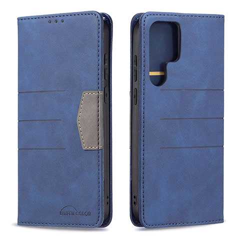 Coque Portefeuille Livre Cuir Etui Clapet B07F pour Samsung Galaxy S21 Ultra 5G Bleu