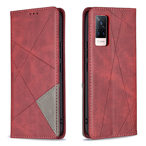 Coque Portefeuille Livre Cuir Etui Clapet B07F pour Vivo V21 5G Rouge