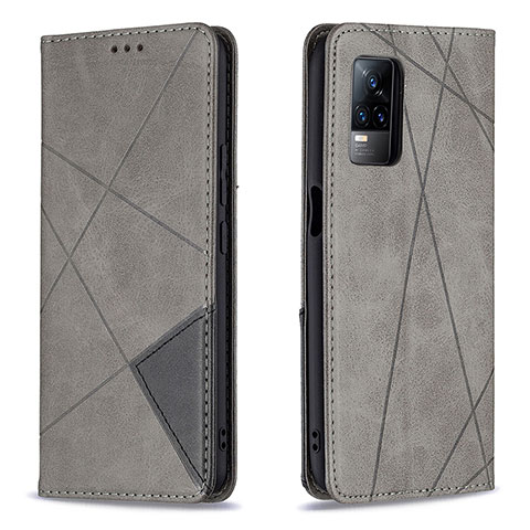 Coque Portefeuille Livre Cuir Etui Clapet B07F pour Vivo V21e 4G Gris