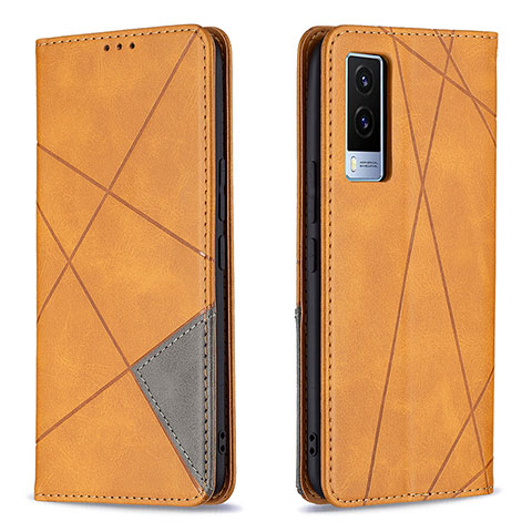 Coque Portefeuille Livre Cuir Etui Clapet B07F pour Vivo V21e 5G Brun Clair