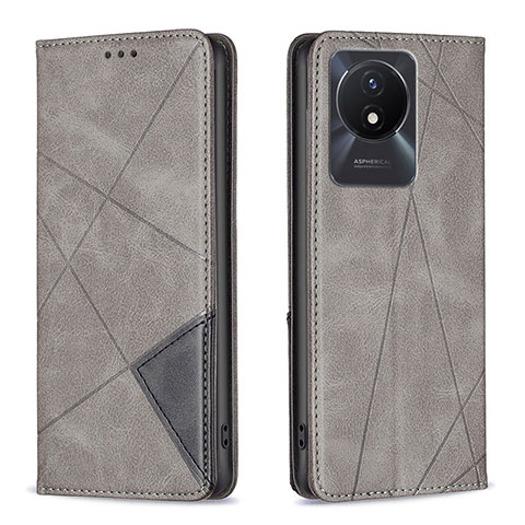 Coque Portefeuille Livre Cuir Etui Clapet B07F pour Vivo Y02 Gris