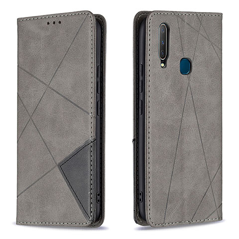 Coque Portefeuille Livre Cuir Etui Clapet B07F pour Vivo Y12 Gris