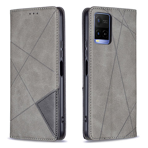 Coque Portefeuille Livre Cuir Etui Clapet B07F pour Vivo Y21 Gris