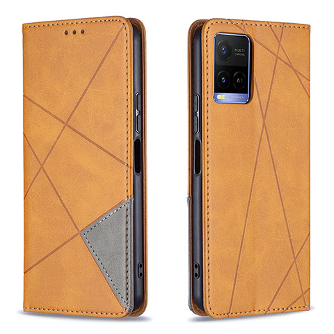 Coque Portefeuille Livre Cuir Etui Clapet B07F pour Vivo Y21a Brun Clair